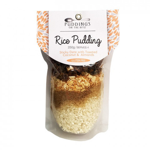 Puddings on the Ritz Sticky Date with toasted Coconut and Almonds Pudding Mix