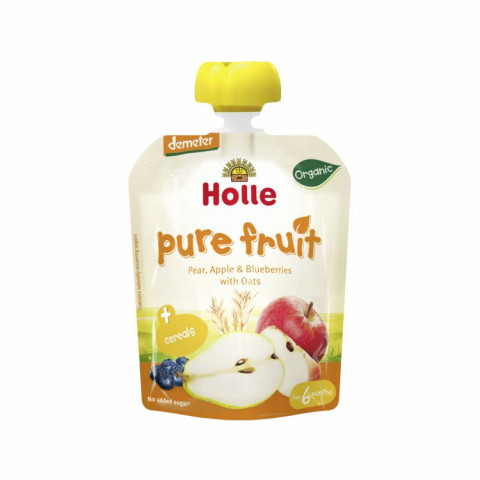 Holle Baby Food Organic Pouch Pear Apple and Blueberries with Oats
