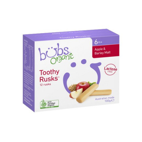 Organic Bubs Apple and Barley Malt Lactose Free Toothy Rusks